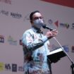Gubernur DKI Jakarta, Anies Baswedan memberikan sambutan pada Pembukaan Jakarta Film Week 2021, Kamis (18/11) malam. Foto: Dok: Pemprov DKI Jakarta